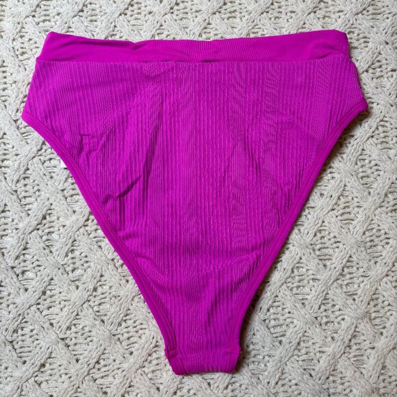 NWT L*Space Frenchi Ribbed High Waist Bikini Bottom Magenta Swim – Women’s XL - Picture 6 of 6